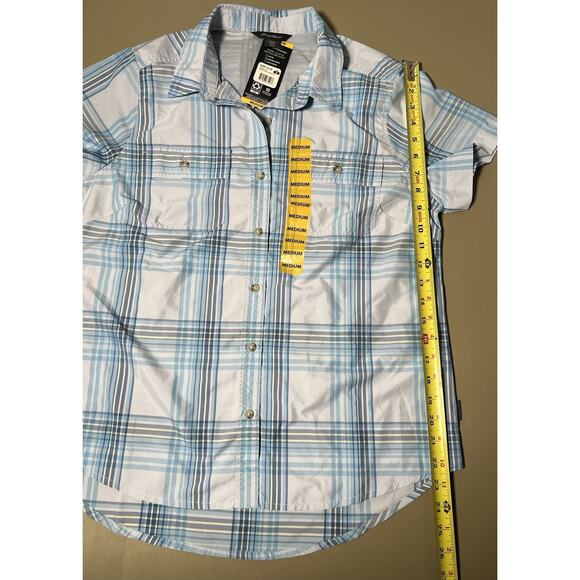 Eddie Bauer SS Adventure Shirt Women’s M Ancient Water Starling Plaid - Picture 8 of 9